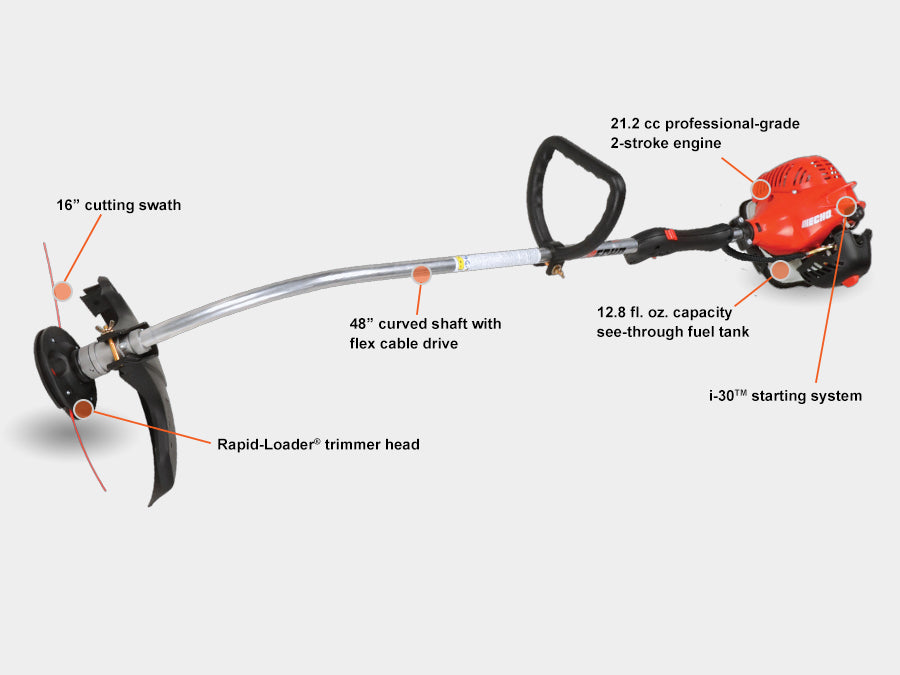 Echo GT-225 21.2cc Curved Shaft String Trimmer, w/ Rapid Loader Head